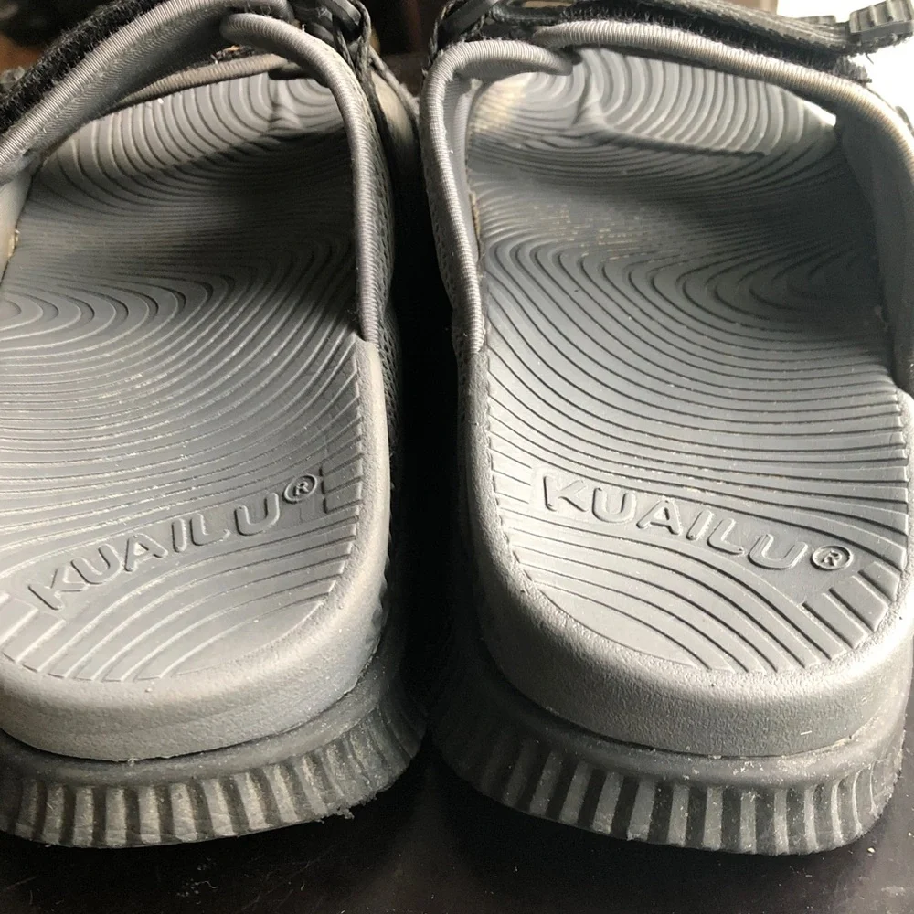 Kuailu gray slip on sandals size 8